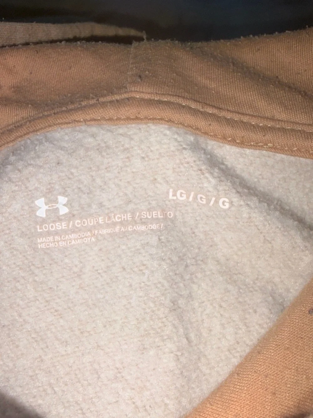 Under Armour Men's Crewneck Hoodie in Light Tan with Black Logo